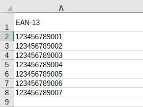 Datenbank mit EAN-13-Barcodes